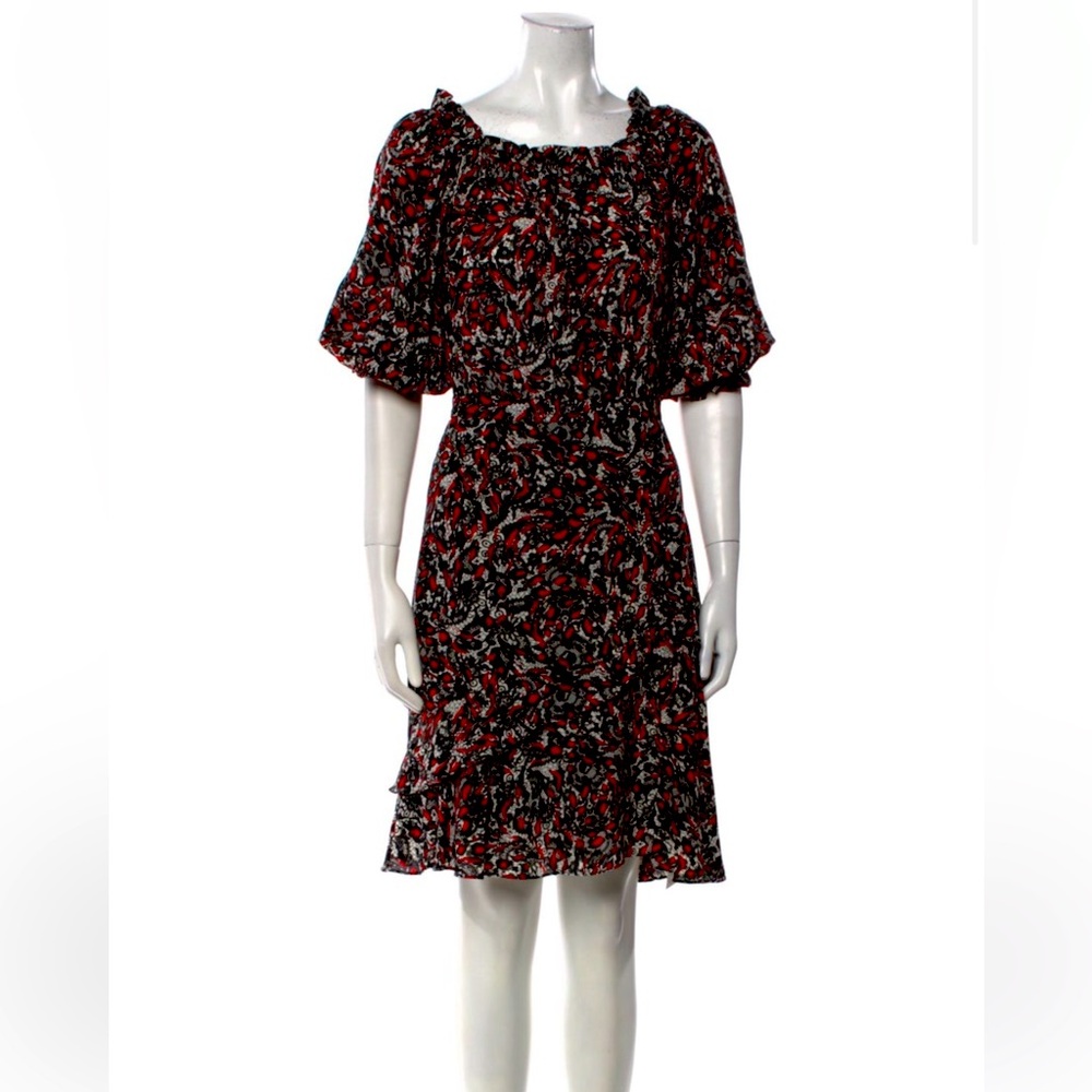 🔥Saloni Floral Black and Red Dress US4 Euc